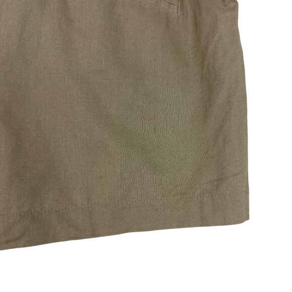 Ann Taylor Shorts Women's 14 Linen Blend High Rise Pleated Pockets 4" Inseam Tan - Picture 6 of 13